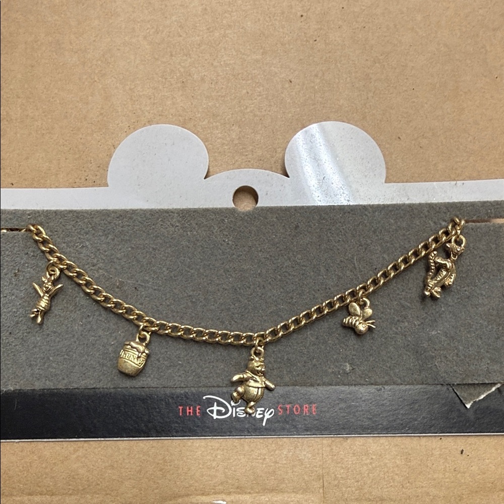 Disney Gold Winnie the Pooh Character Charm Bracelet